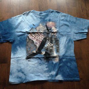 Tie-Dye American Flag and Bald Eagle T-Shirt